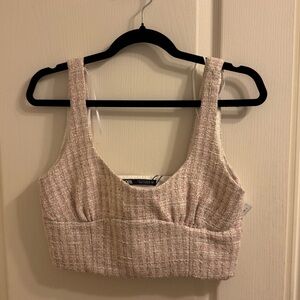 never worn/ still in tags! tweed pink tank top from zara